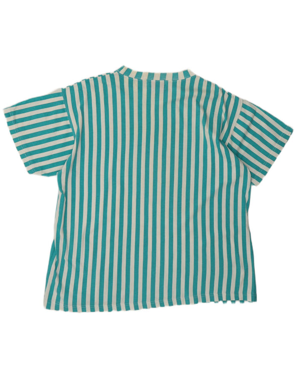 Blanc Bleu Mens Short Sleeve Graphic T-Shirt Top Large Blue Striped