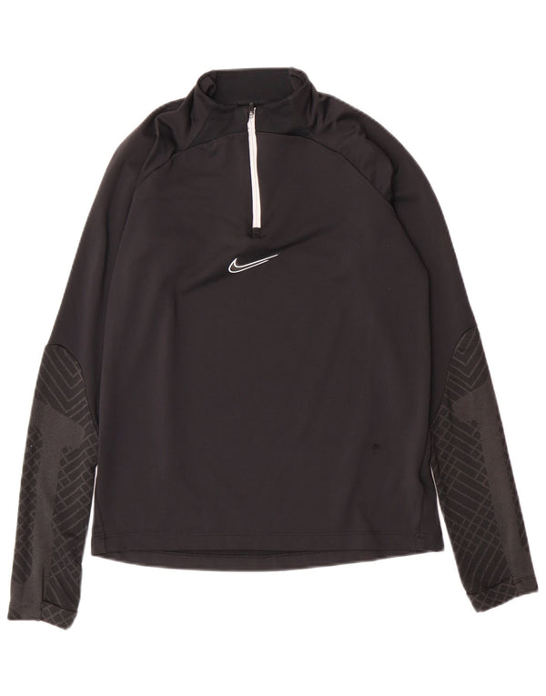 NIKE Boys Dri Fit Slim Fit Pullover Tracksuit Top 12-13 Years Large Black