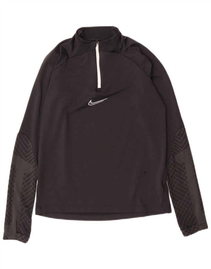 NIKE Boys Dri Fit Slim Fit Pullover Tracksuit Top 12-13 Years Large Black
