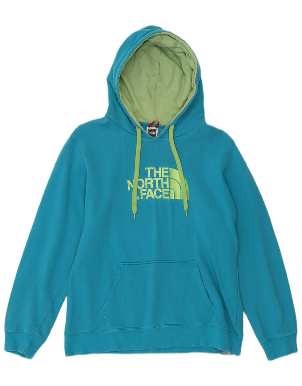 THE NORTH FACE Womens Graphic Hoodie Jumper UK 16 Large Blue Cotton