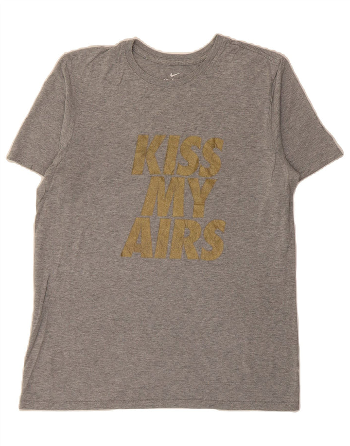 NIKE Womens Athletic Cut Graphic T-Shirt Top UK 14 Medium Grey Vintage Nike and Second-Hand Nike from Messina Hembry 