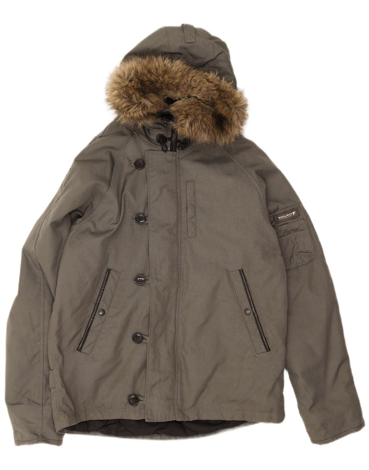 Woolrich Mens Hooded Windbreaker Jacket UK 40 Large Grey