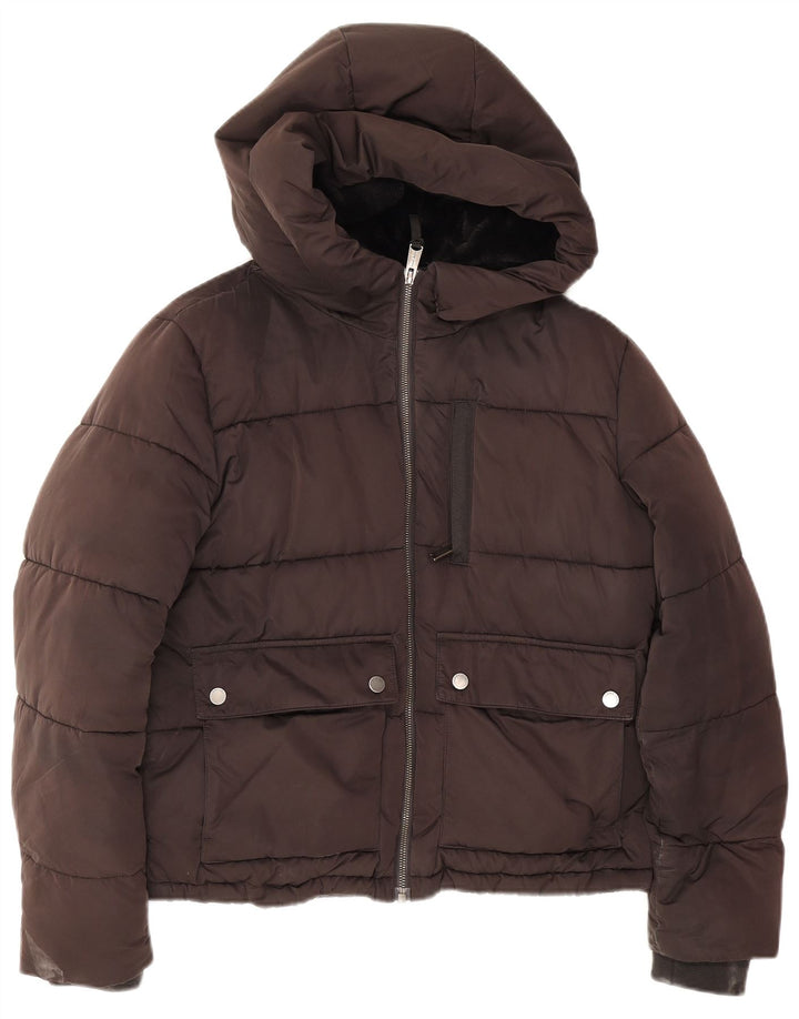 Tommy Hilfiger Womens Crop Oversized Padded Jacket UK 6 XS Grey Polyamide