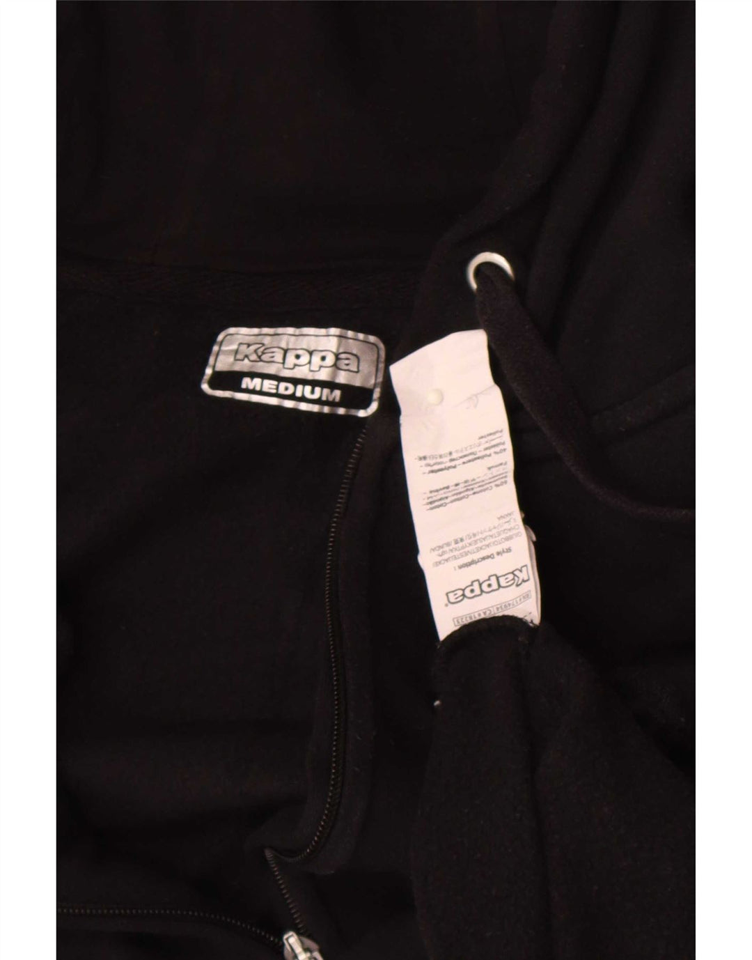 Kappa Mens Zip Hoodie Sweater Medium Black Cotton
