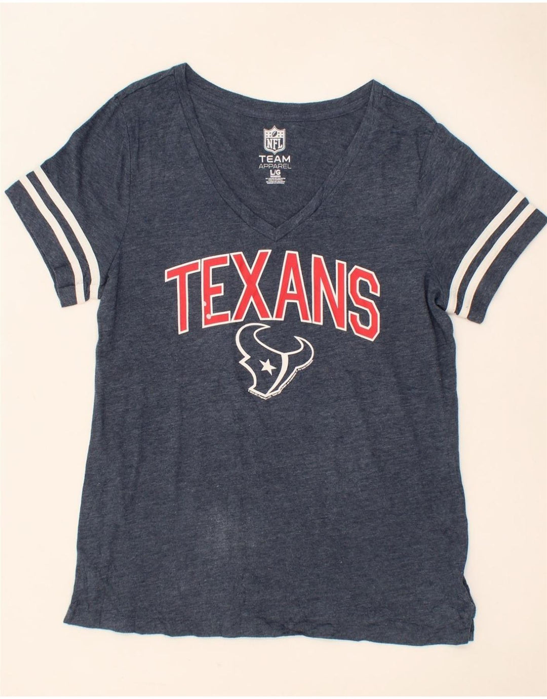 NFL Womens Houston Texans Graphic T-Shirt Top UK 16 Large Navy Blue Cotton Vintage NFL and Second-Hand NFL from Messina Hembry 