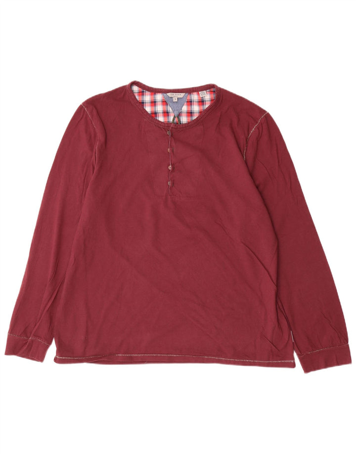 Ted Baker Womens Top Long Sleeve Size 5 XL Maroon Cotton