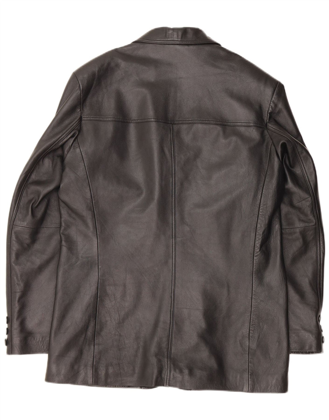 ROUTE 66 Mens 3 Button Leather Blazer Jacket UK 38 Medium Black Leather