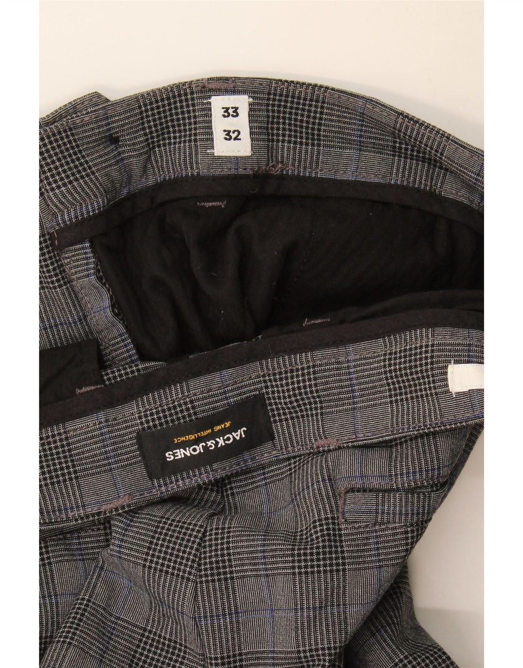 Jack & Jones Mens Slim Suit Trousers W33 L32 Grey Check
