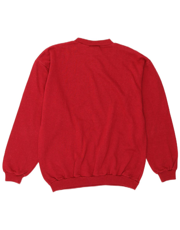 VINTAGE Womens Graphic Sweatshirt Jumper UK 14 Medium Burgundy Cotton