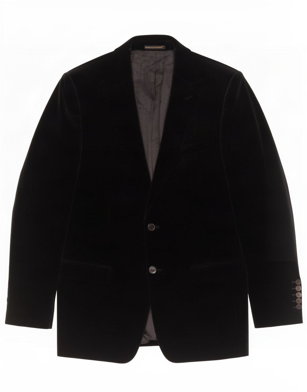 Zara Mens 2 Button Velour Blazer Jacket EU 50 Medium Black Cotton