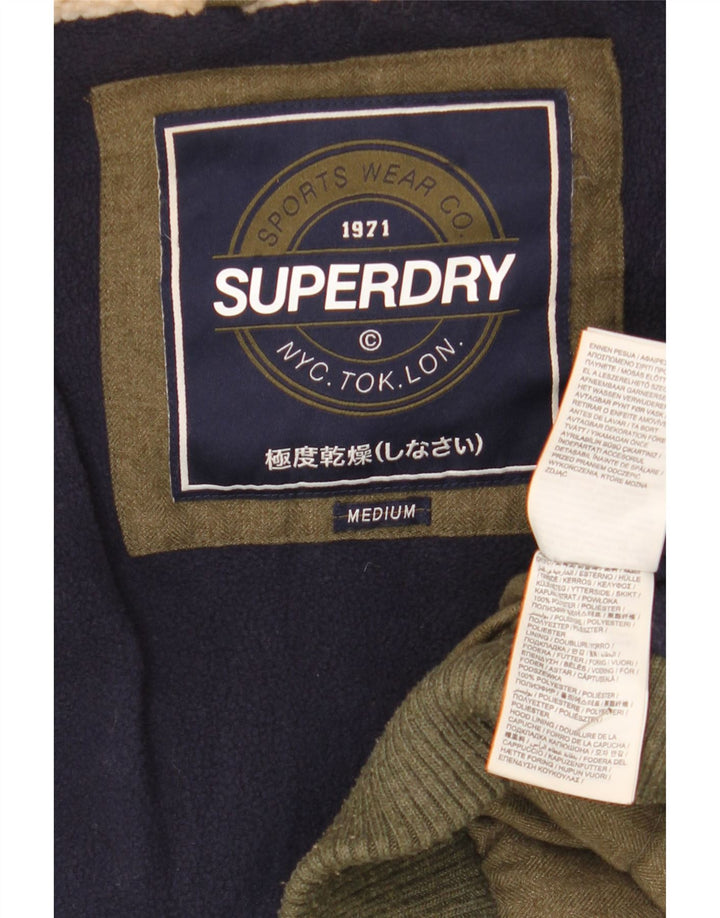 Superdry Womens Hooded Duffle Padded Jacket UK 14 Medium Khaki Winter