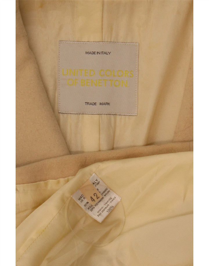 Benetton Womens Loose Fit Overcoat IT 42 Medium Beige Wool