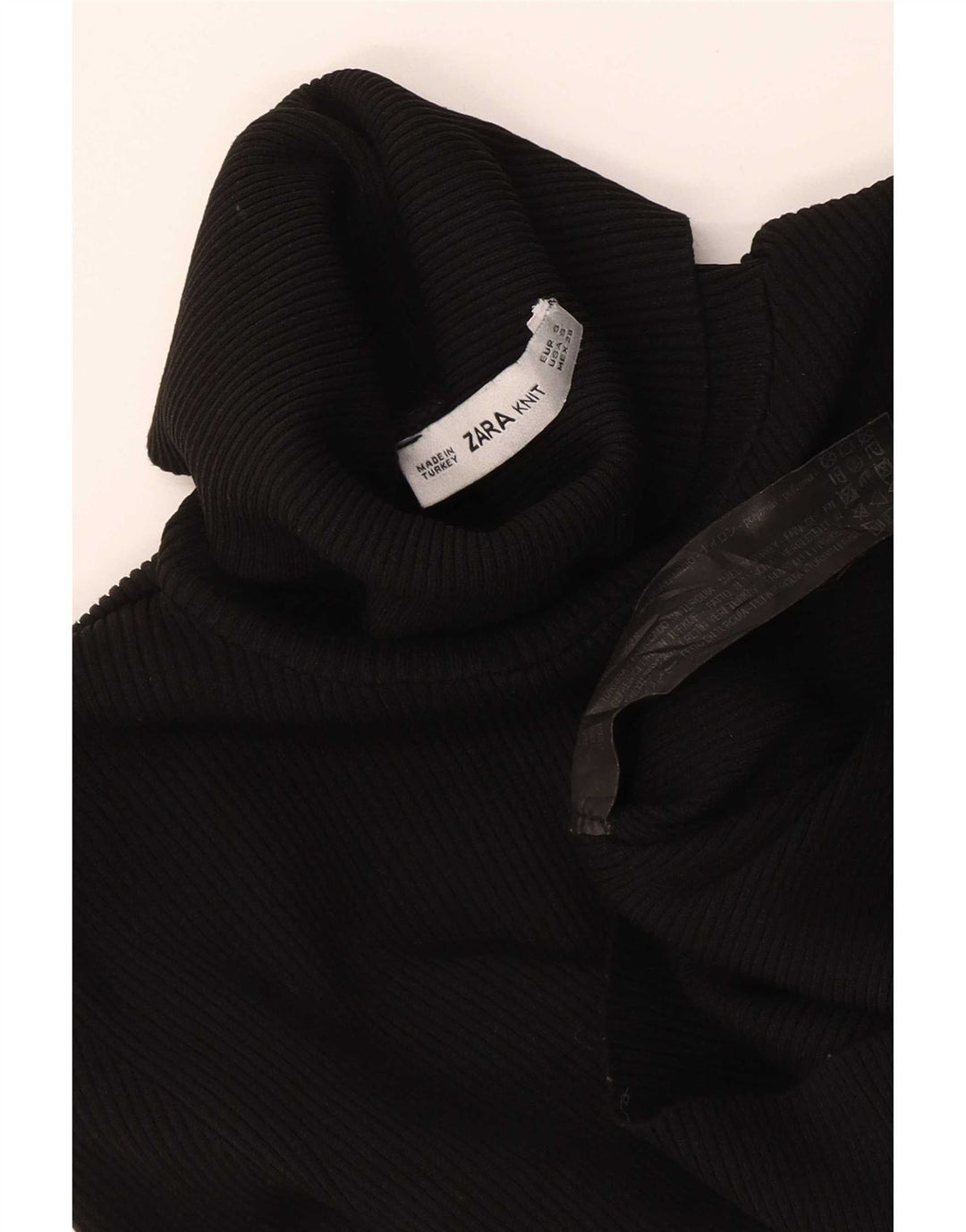 Zara Womens Roll Neck Jumper Sweater UK 8 Small Black Polyamide