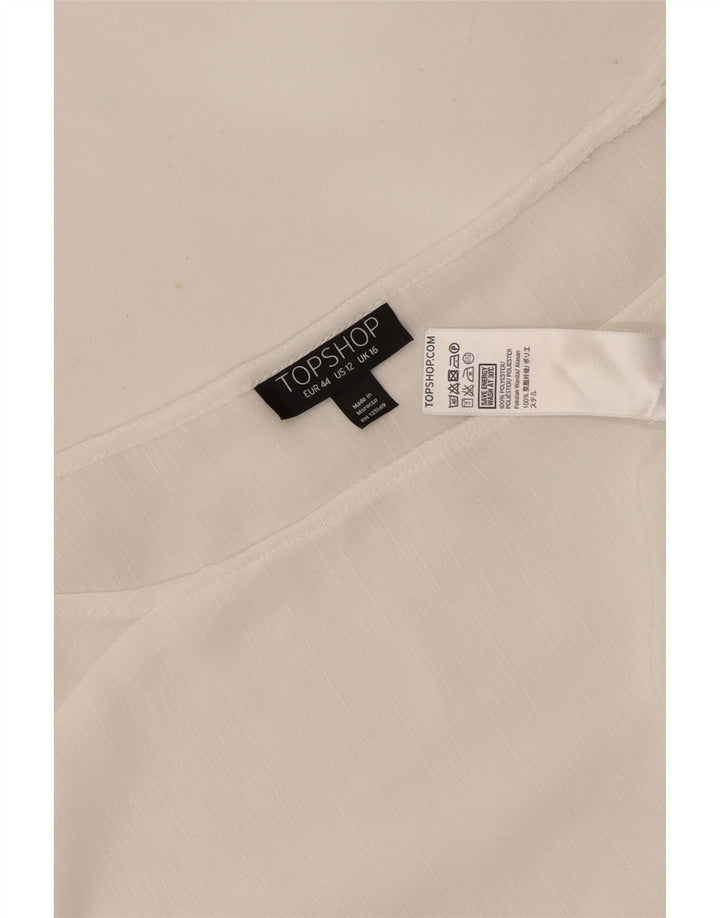 Topshop Womens Long Sleeve Blouse Top UK 16 Large  White Polyester