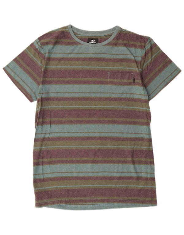 O'Neill Mens Standard Fit T-Shirt Top Large Multicoloured Striped Cotton