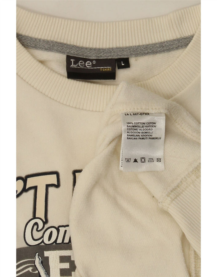Lee Womens Graphic Sweatshirt Jumper UK 16 Large White Cotton