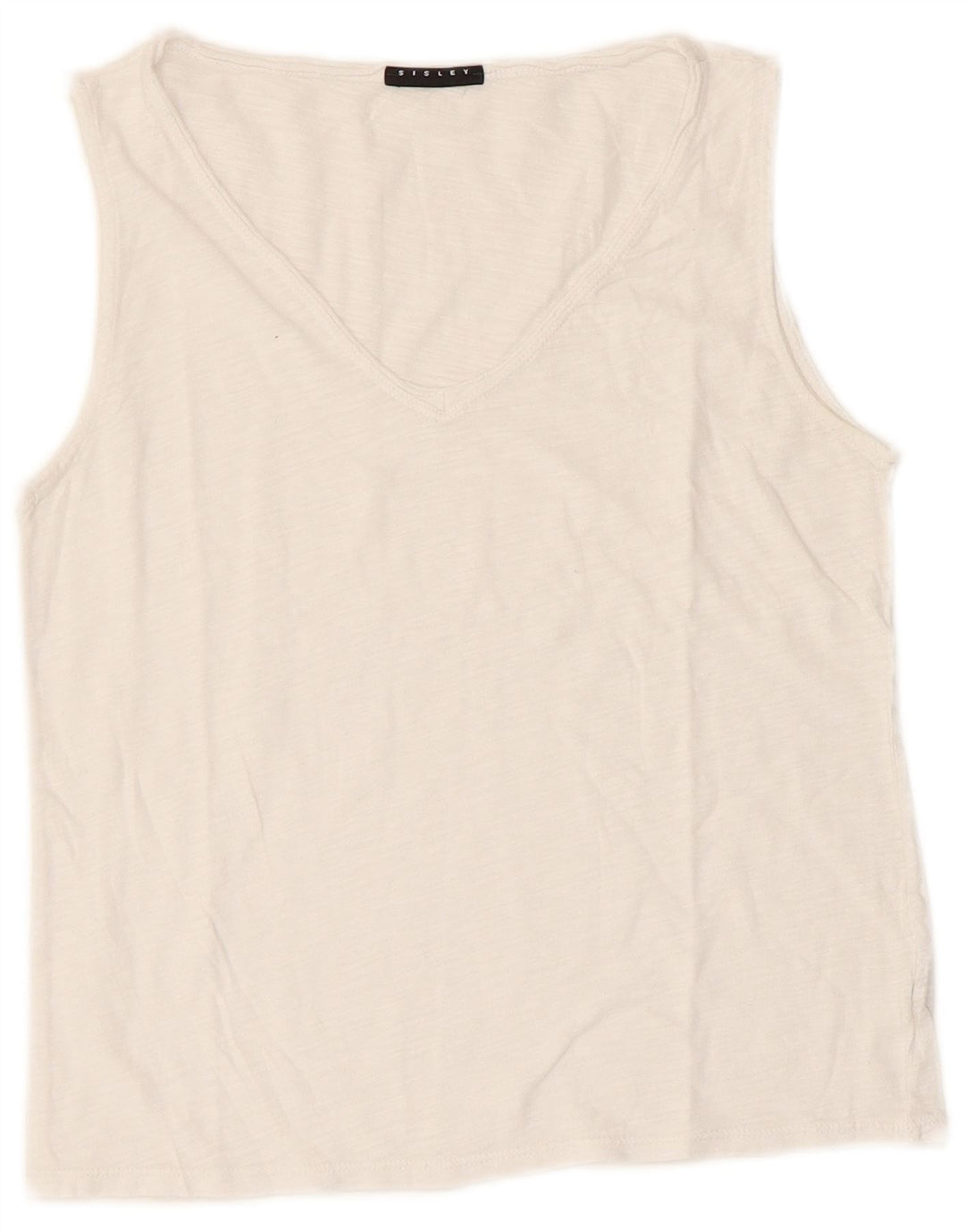 Sisley Womens Crop Vest Top UK 8 Small White Cotton