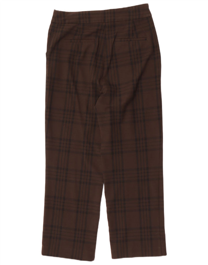 Zara Womens Straight Chino Trousers Large W30 L29 Brown Check Polyester
