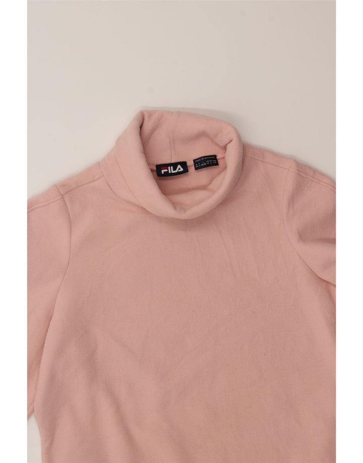FILA Womens Roll Neck Fleece Jumper UK 14 Large Pink Polyester Vintage Fila and Second-Hand Fila from Messina Hembry 