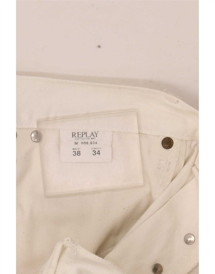 Replay Mens Straight Jeans W38 L34 White Cotton