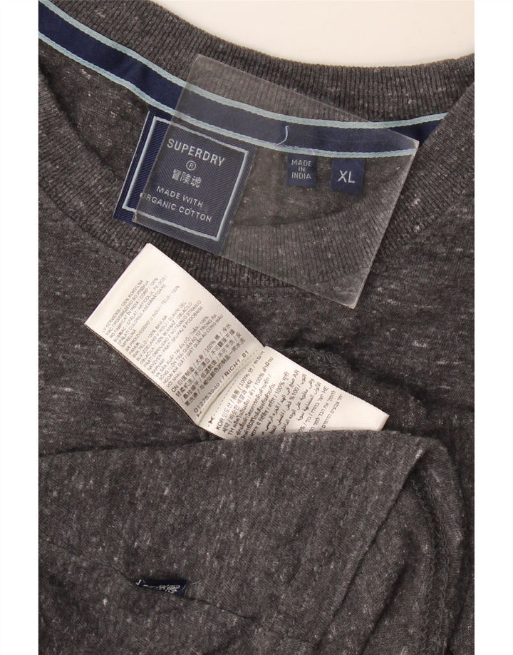 Superdry Mens T-Shirt Top XL Grey Flecked Cotton