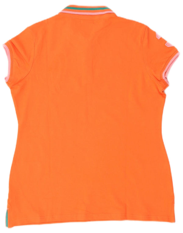 U.S. Polo Assn. Womens Graphic Polo Shirt UK 16 Large Orange Cotton