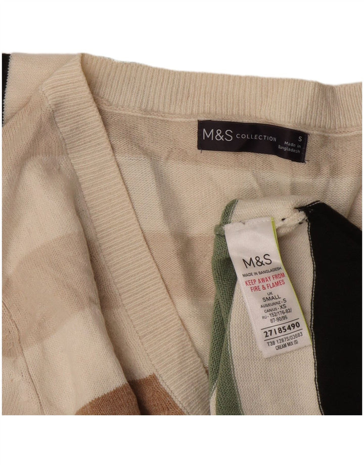 Marks & Spencer Mens V-Neck Jumper Sweater Small Multicoloured Striped