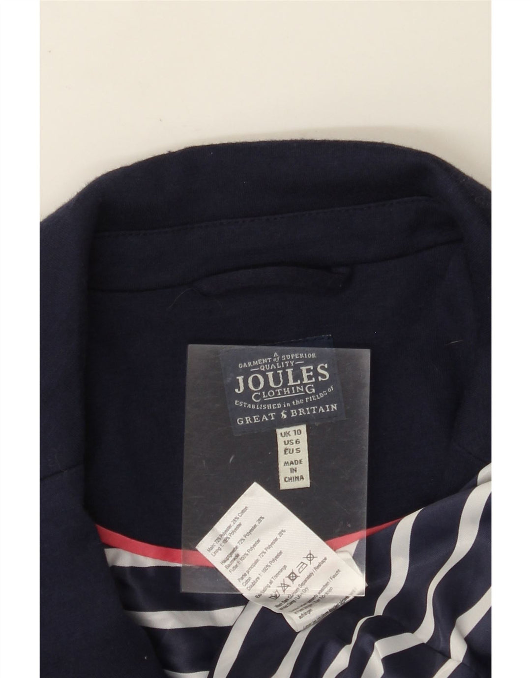 JOULES Womens 1 Button Blazer Jacket UK 10 Small Navy Blue Cotton