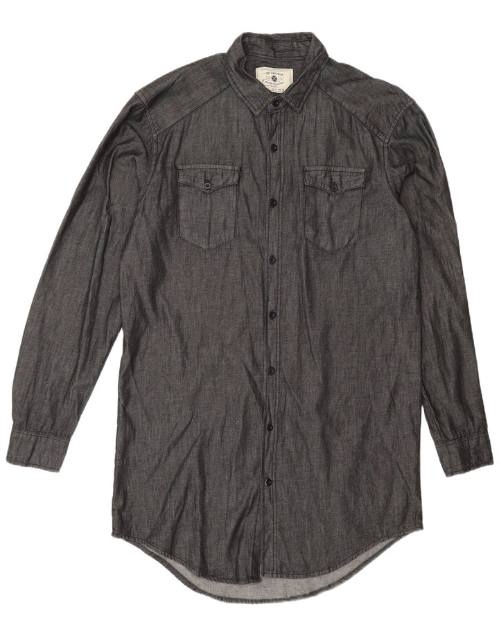 Zara Mens Long Shirt Large Grey Cotton