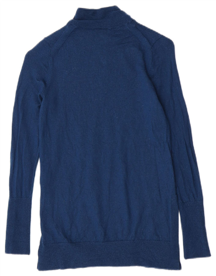 Jigsaw Womens Turtle Neck Jumper Sweater UK 8 Small Blue Wool