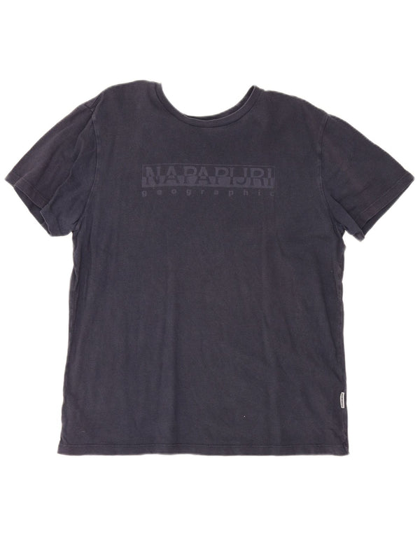 Napapijri Mens Geographic Graphic T-Shirt Top Medium Navy Blue Cotton