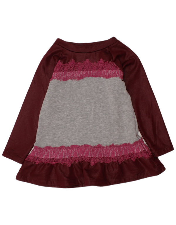 PATRIZIA PEPE Girls Long Sleeve A-Line Dress 2-3 Years Grey Colourblock