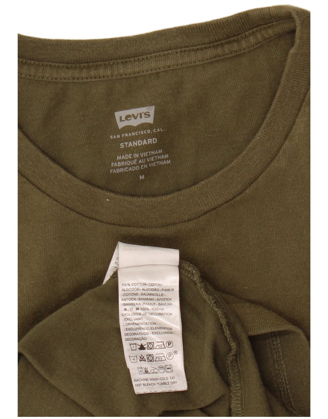 LEVI'S Mens Standard Fit T-Shirt Top Medium Khaki Cotton