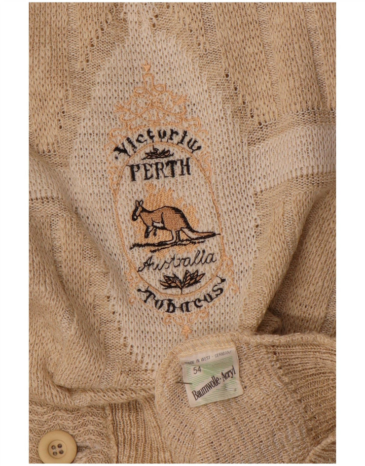 PERTH Mens Cardigan Sweater IT 54 XL Beige Wool