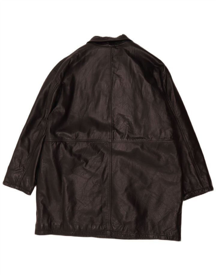 Vintage Womens Oversized Leather Jacket IT 44 Medium Black Leather