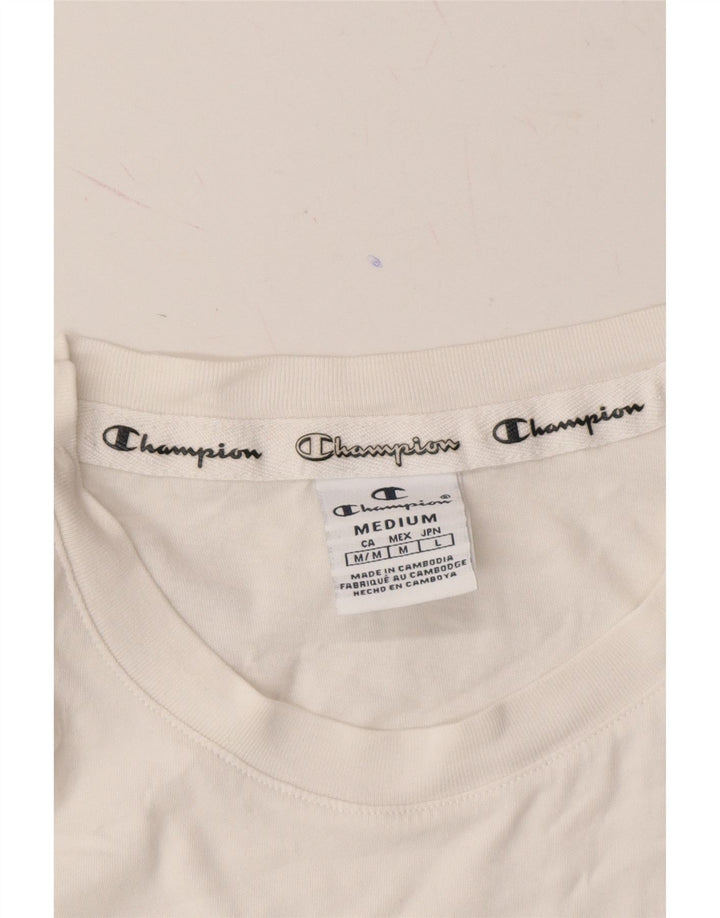 CHAMPION Womens Graphic T-Shirt Top UK 12 Medium White Vintage Champion and Second-Hand Champion from Messina Hembry 