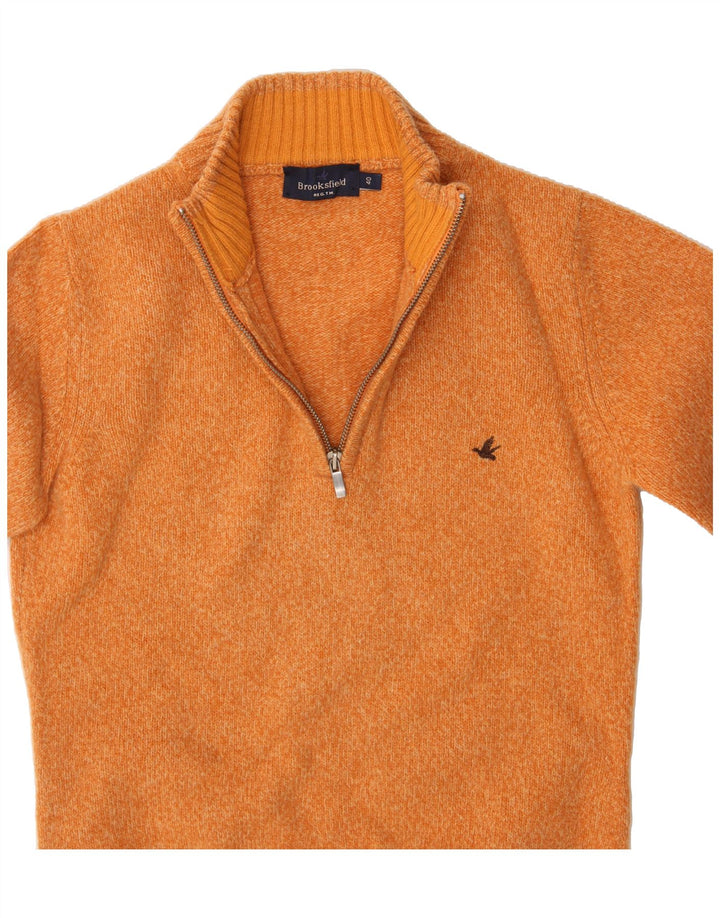 BROOKSFIELD Womens Zip Neck Jumper Sweater IT 40 Small Orange Wool Vintage Brooksfield and Second-Hand Brooksfield from Messina Hembry 