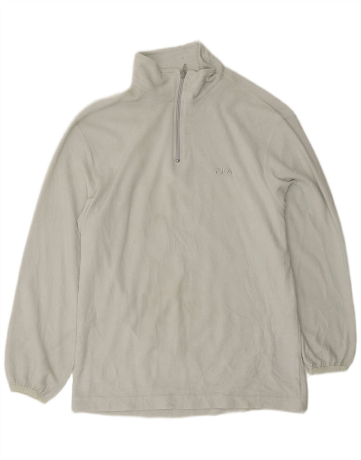 FILA Mens Zip Neck Fleece Jumper IT 56 XL White Polyester