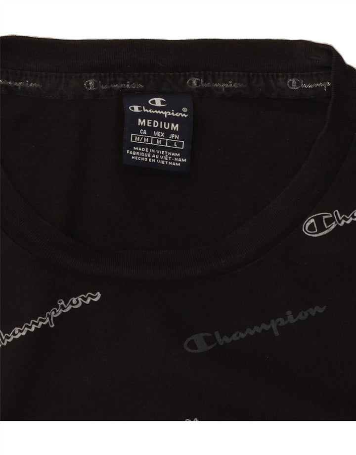 CHAMPION Mens Graphic T-Shirt Top Medium Black Cotton Vintage Champion and Second-Hand Champion from Messina Hembry 