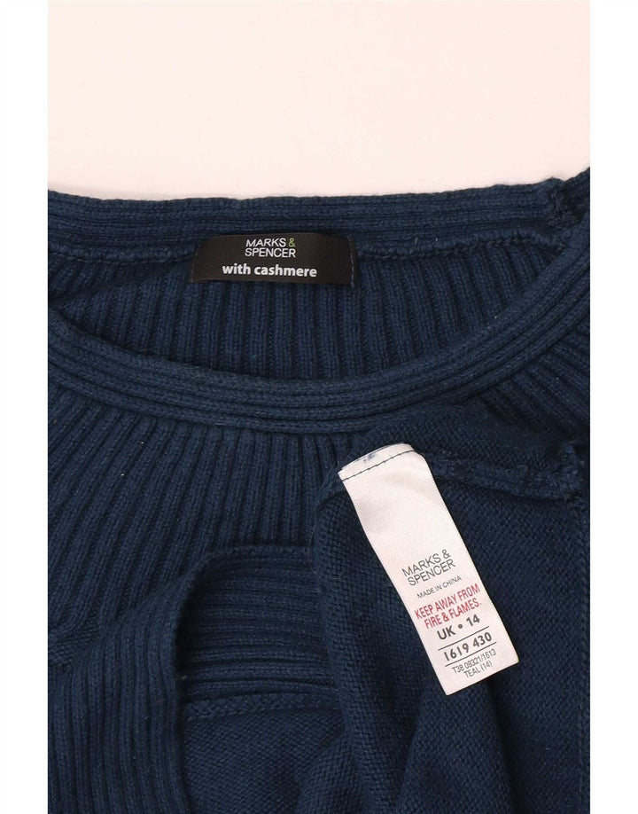 Marks & Spencer Womens Boat Neck Jumper Sweater UK 14 Medium Blue