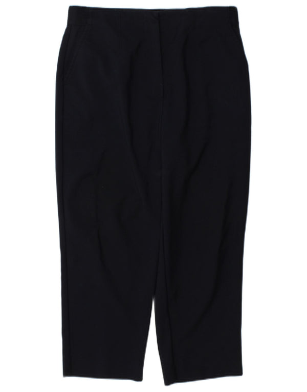 Marks & Spencer Womens Capri Trousers UK 12 Medium W30 L22 Navy Blue Cotton