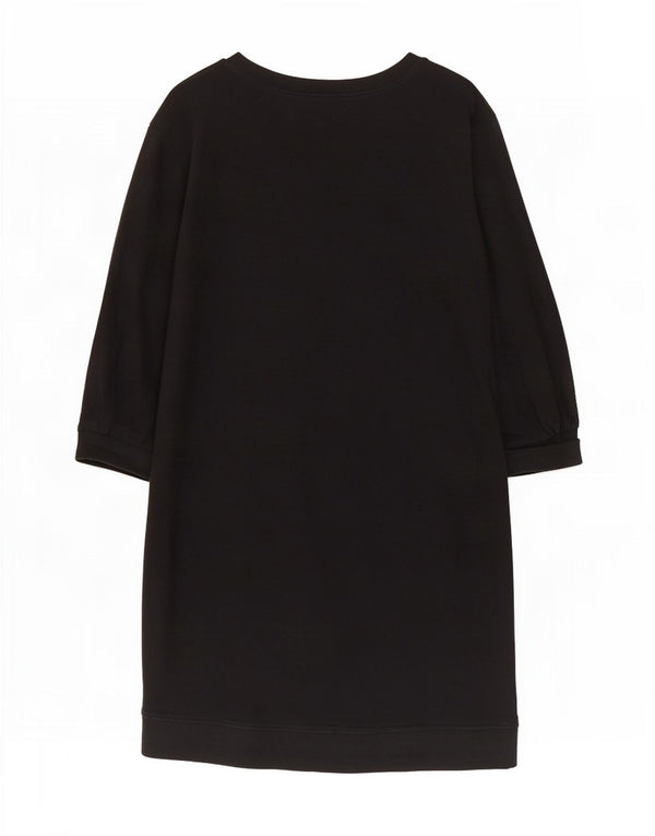 Zara Womens Long Sleeve Sweatshirt Jumper Dress UK 16 Large Black Cotton