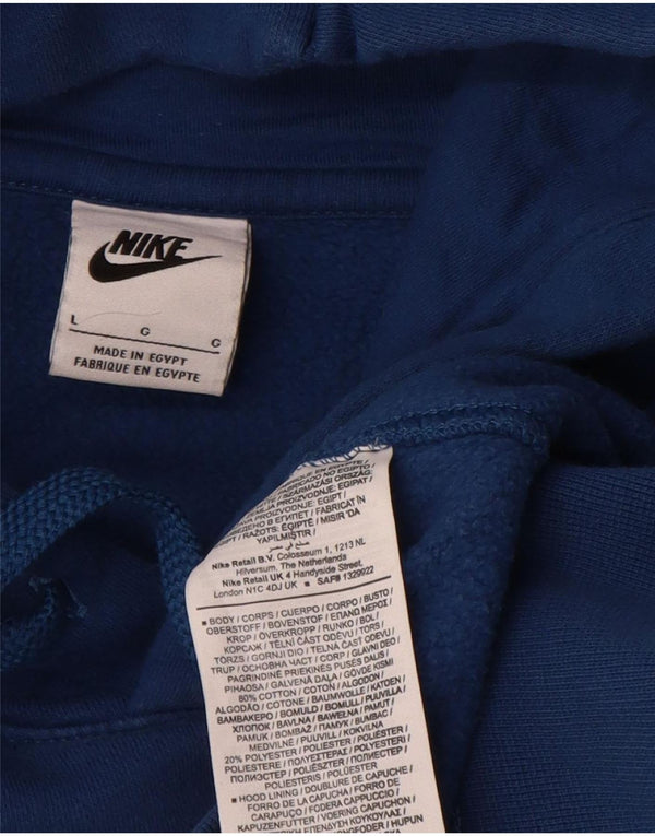 Nike Mens Graphic Hoodie Jumper Large Blue Cotton Sports