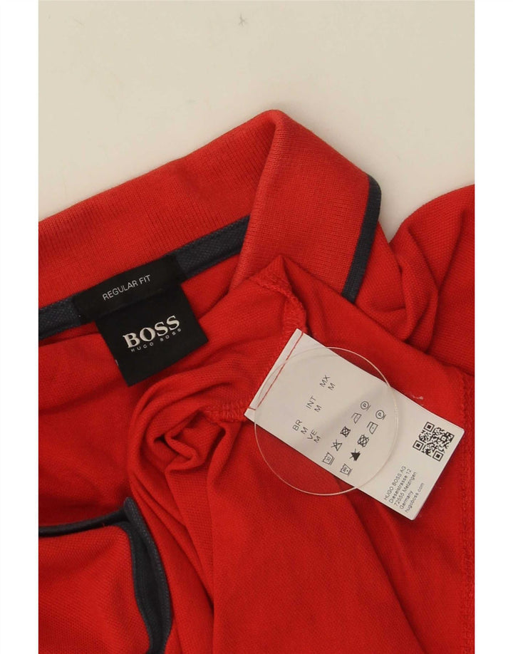 Hugo Boss Mens Regular Fit Polo Shirt Medium Red Cotton