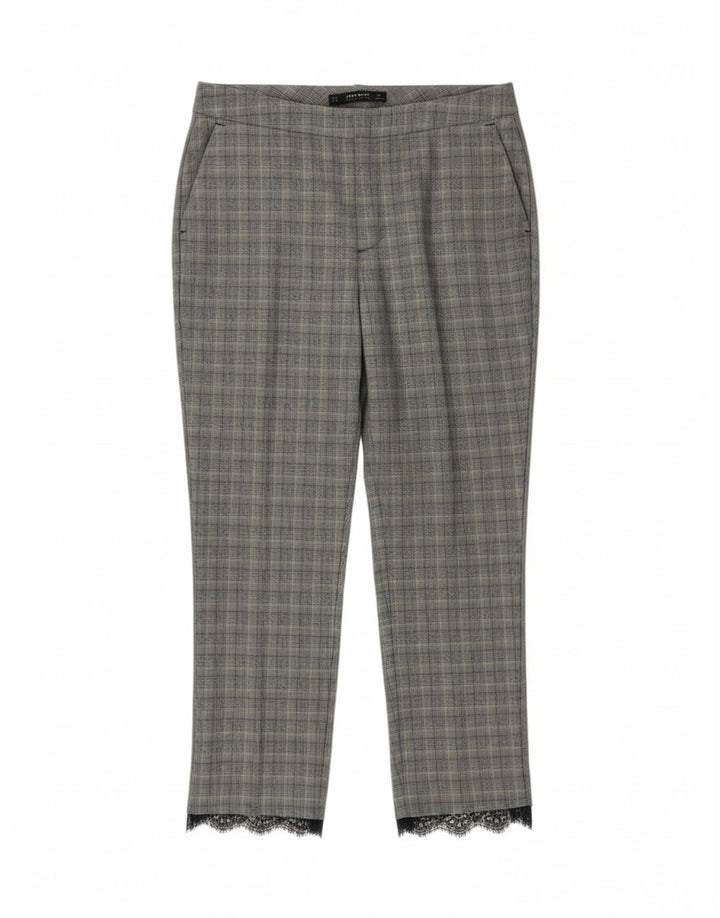 ZARA Womens Slim Casual Trousers Medium W28 L27 Grey Houndstooth Vintage Zara and Second-Hand Zara from Messina Hembry 