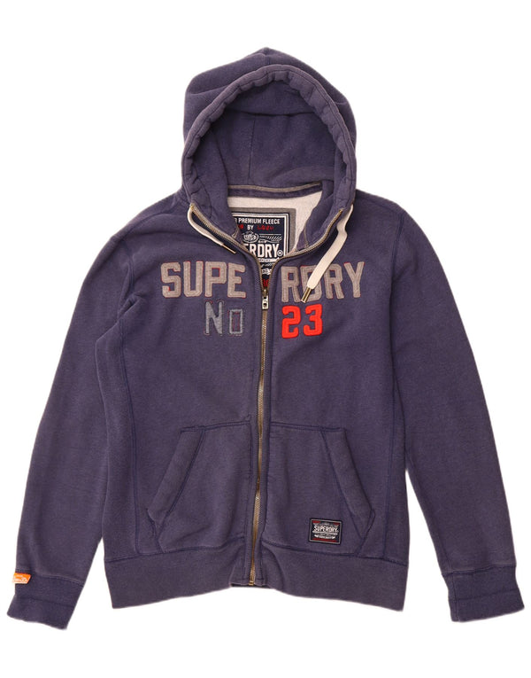 Superdry Mens Graphic Zip Hoodie Sweater XL Navy Blue Cotton
