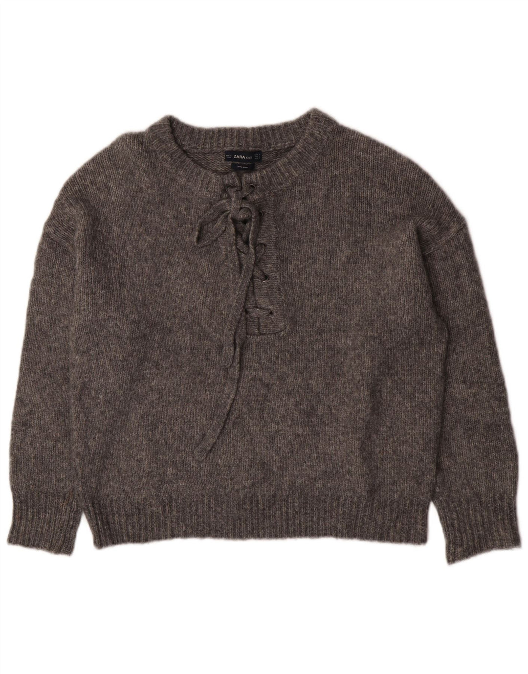 Zara Womens Oversized Crew Neck Jumper Sweater UK 14 Medium Grey