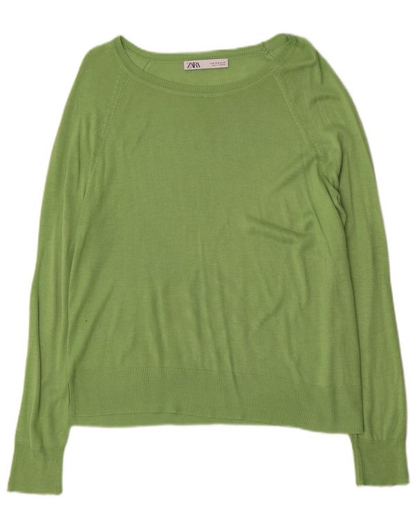 Zara Womens Boat Neck Jumper Sweater UK 14 Medium Green