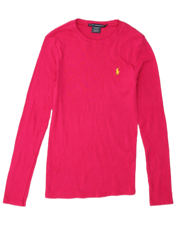 Ralph Lauren Womens Top Long Sleeve UK 8 Small Pink Cotton
