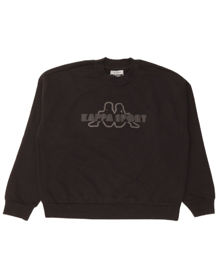 KAPPA Womens Oversized Crop Graphic Sweatshirt Jumper UK 16 Large Black